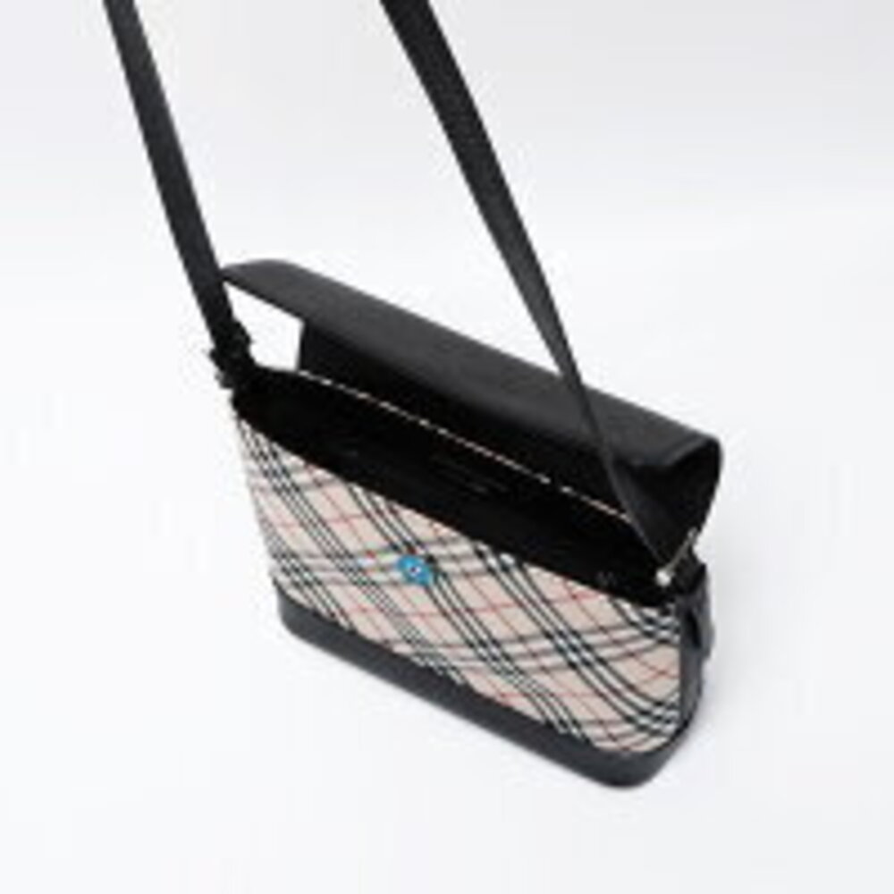 Burberry Nova Check Leather Shoulder Bag Beige Black - Picture 12 of 13